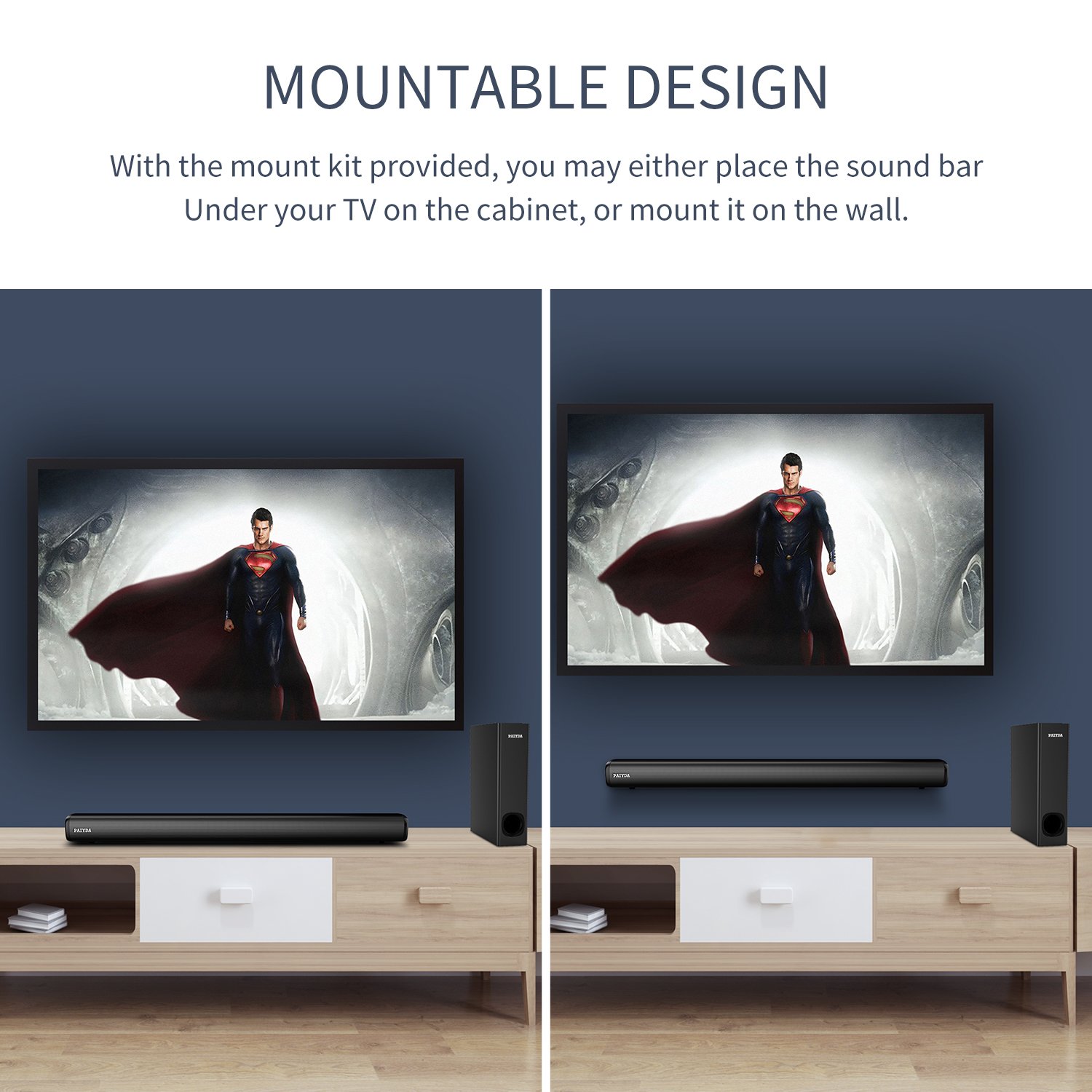 Paiyda FS69 – 2.1 Channel Best Bluetooth Soundbar with Subwoofer & 3 Equalizer Modes