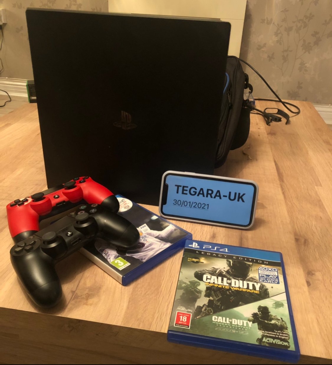 ‏Used Playstation 4 Pro Console 1TB 4K Jet Black For Sale