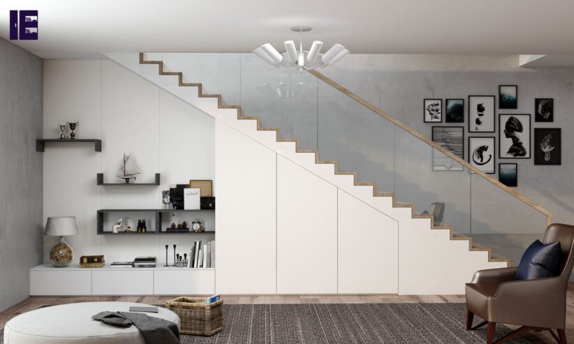 Living-staircase-loft-open-shelf