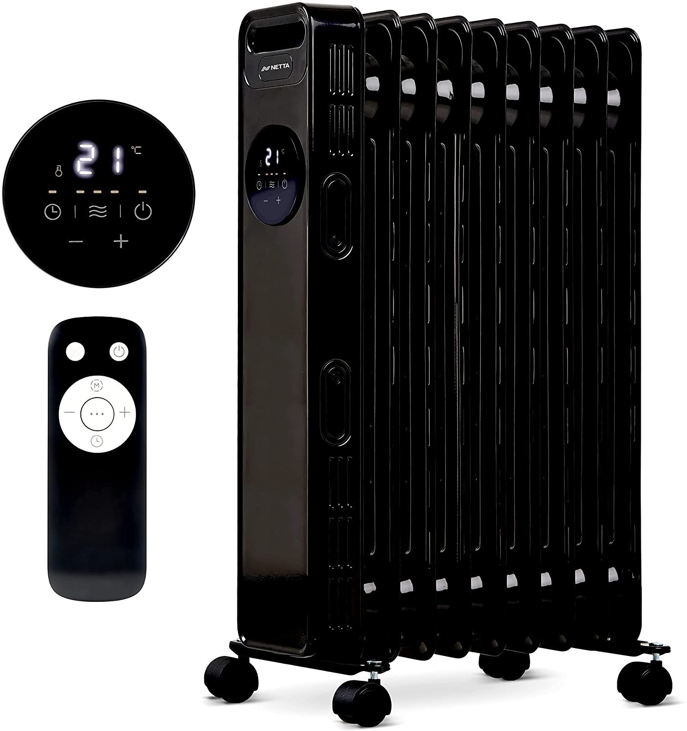 NETTA Digital Oil Filled Radiator Heater With Timer Remote Control