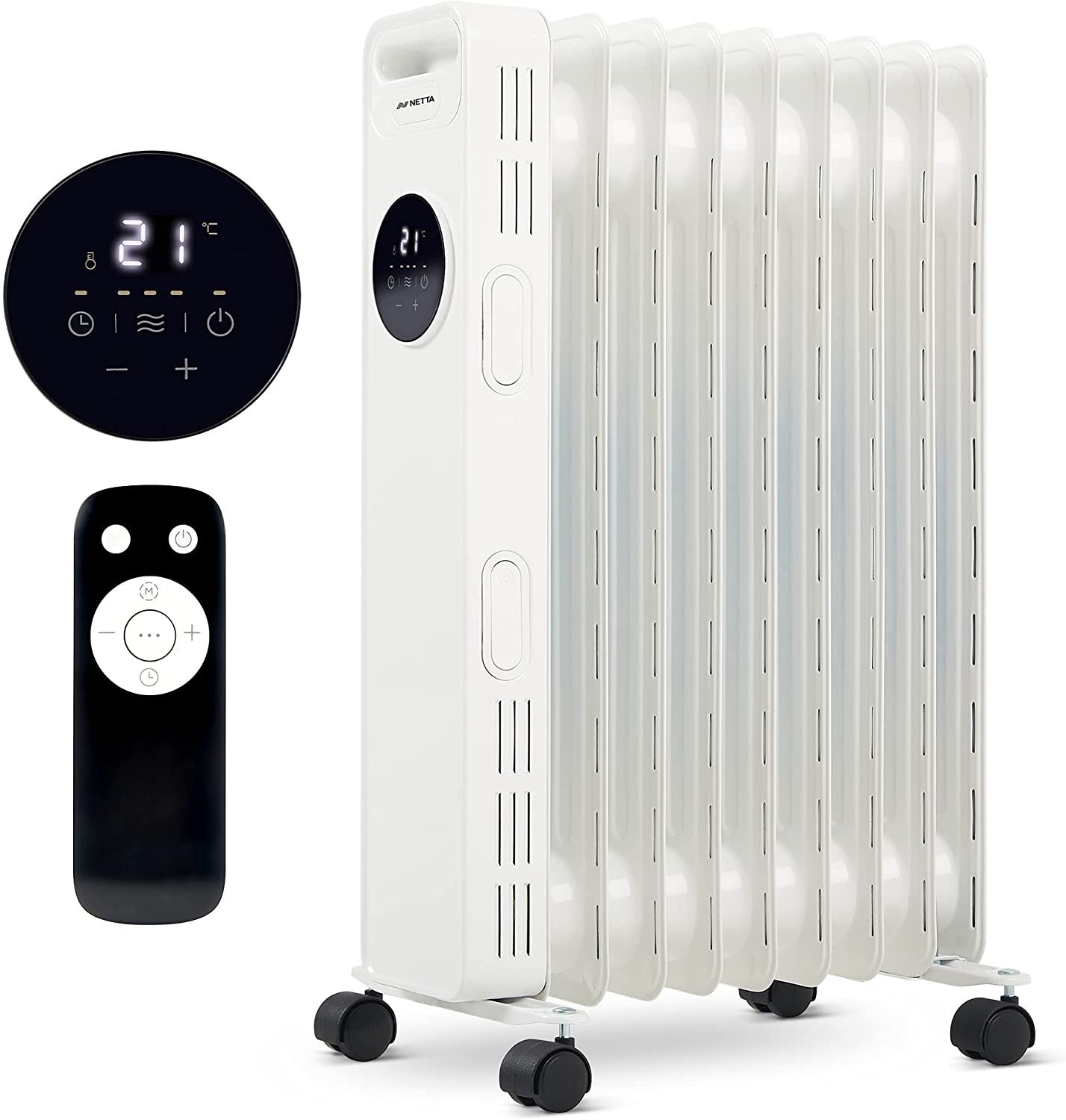 NETTA Digital Oil Filled Radiator Heater With Timer Remote Control