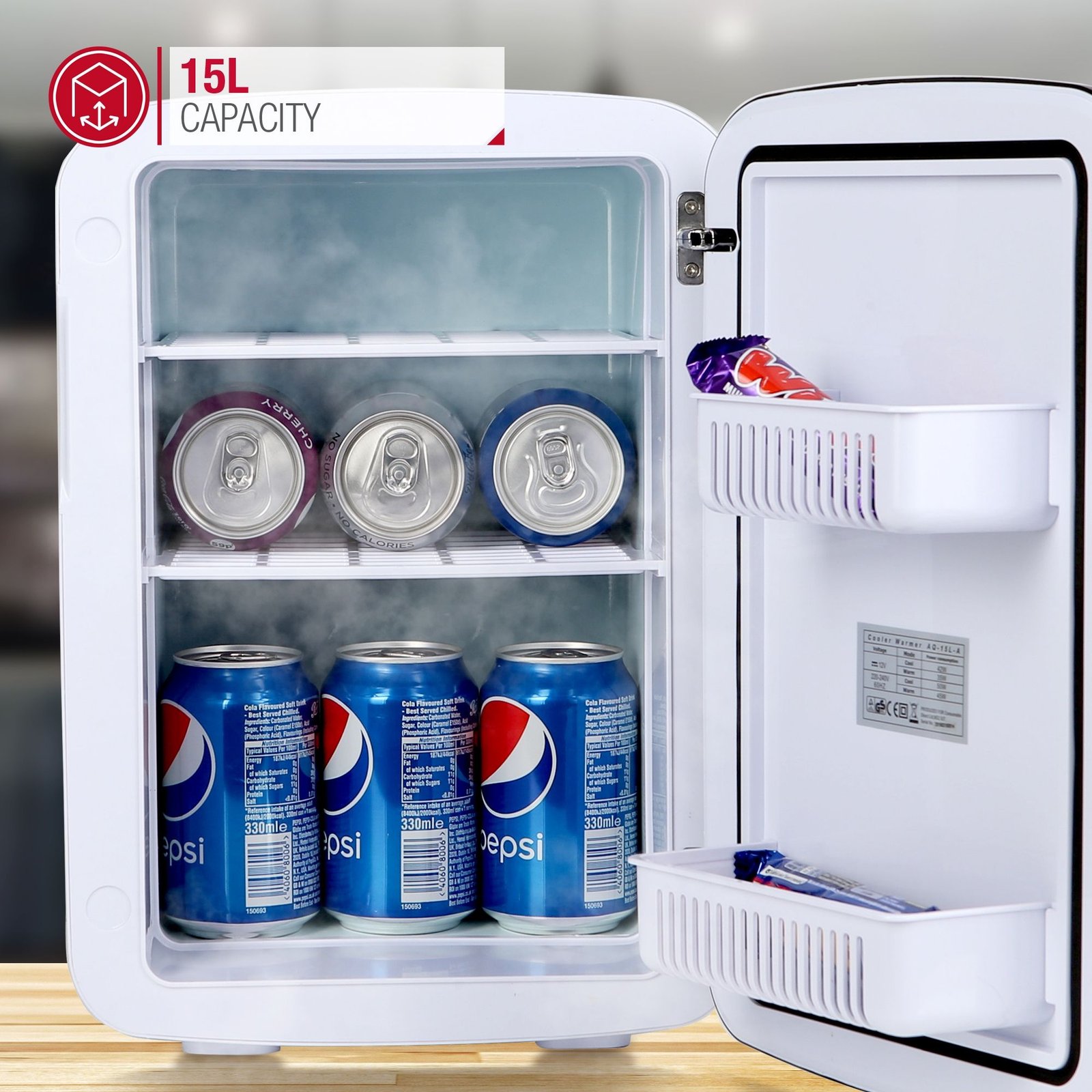 15L Mini Portable Fridge for Drinks, Snacks AC/DC Power