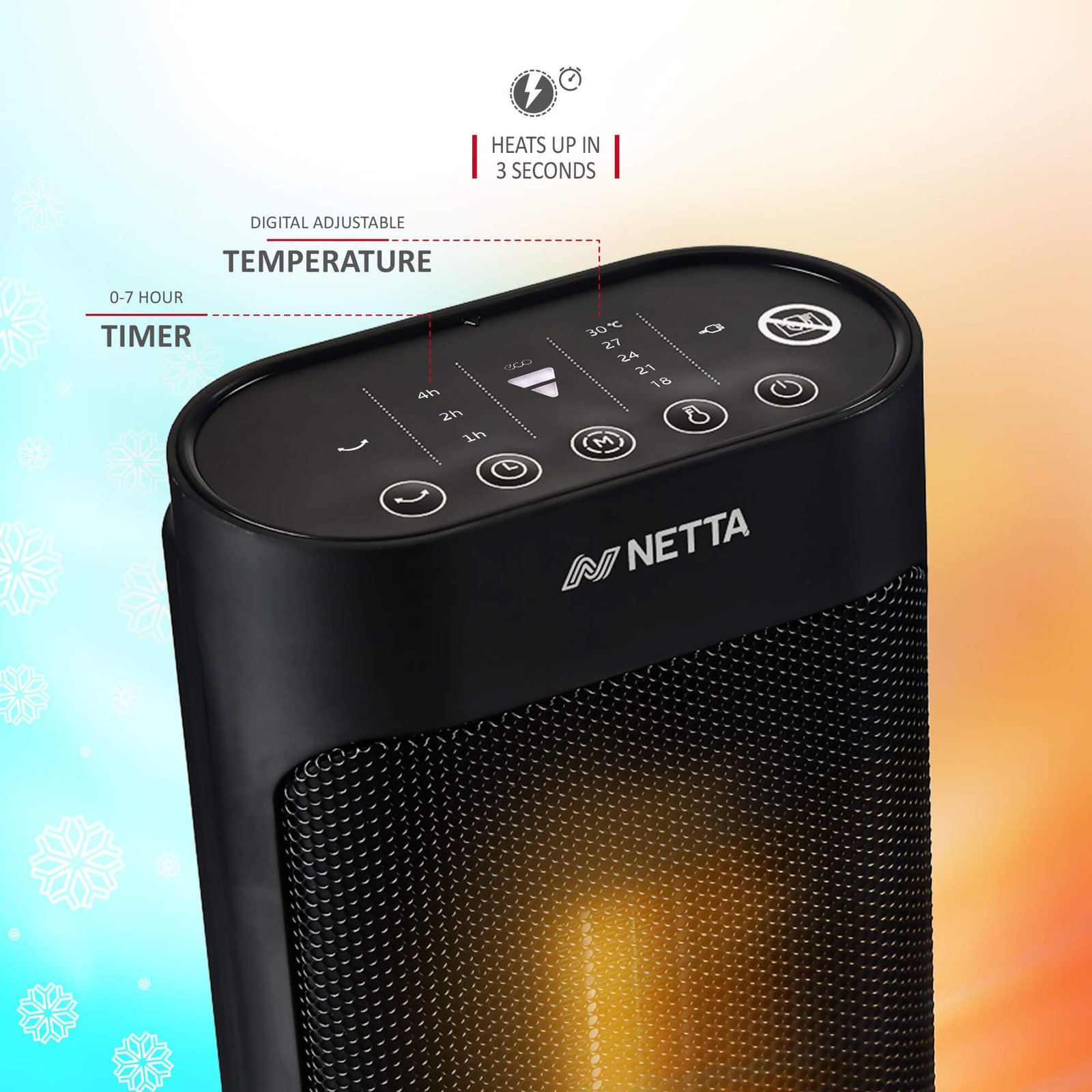 Fast Heating Ceramic Portable Tower Heater with Timer & Remote Control