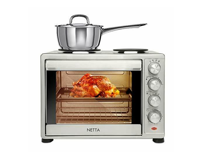 NETTA 45L Mini Oven With Dual Hot Plates & Grill Baking Cooking