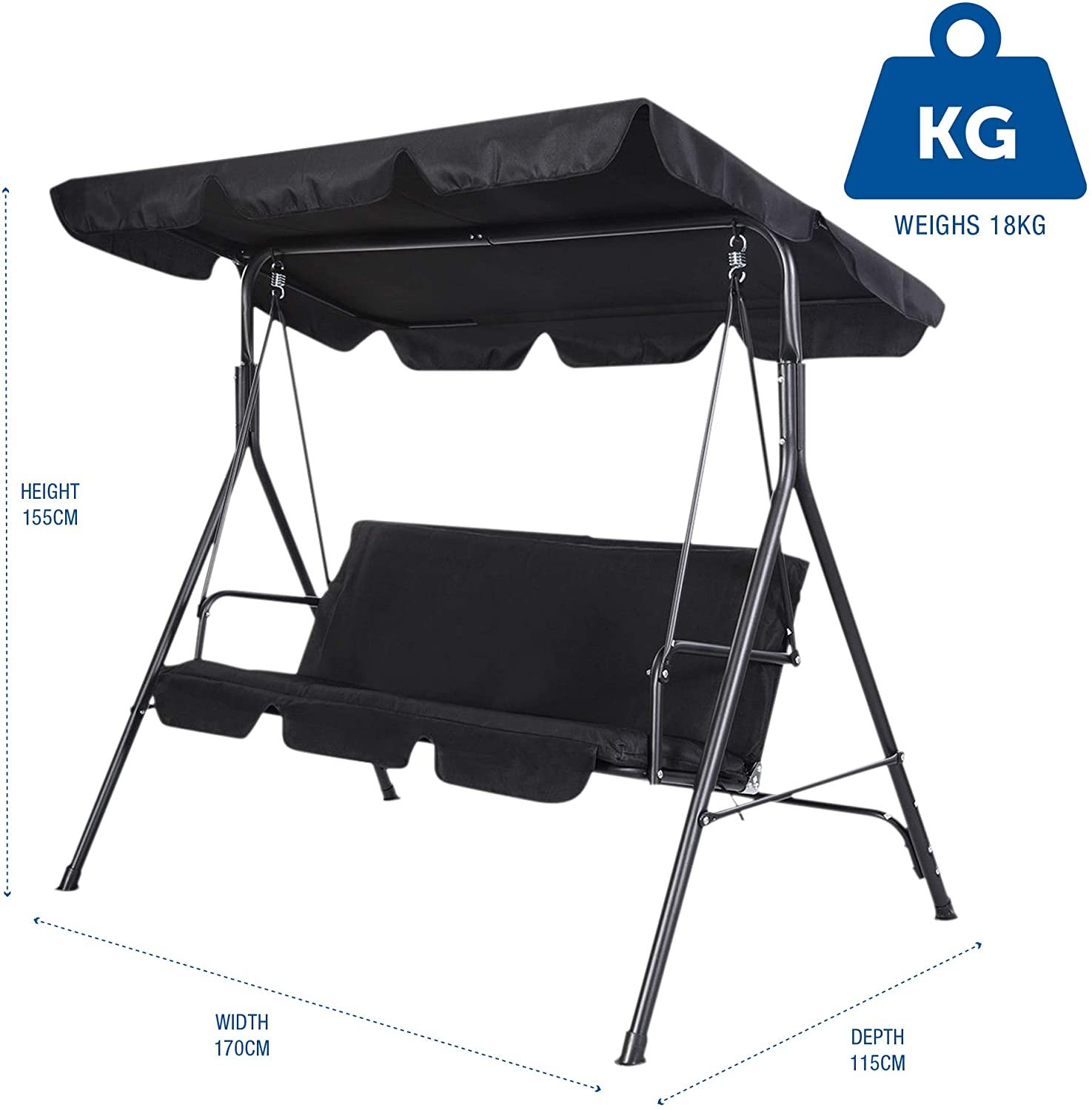 SUNMER Swing 3 Seater With Detachable Canopy