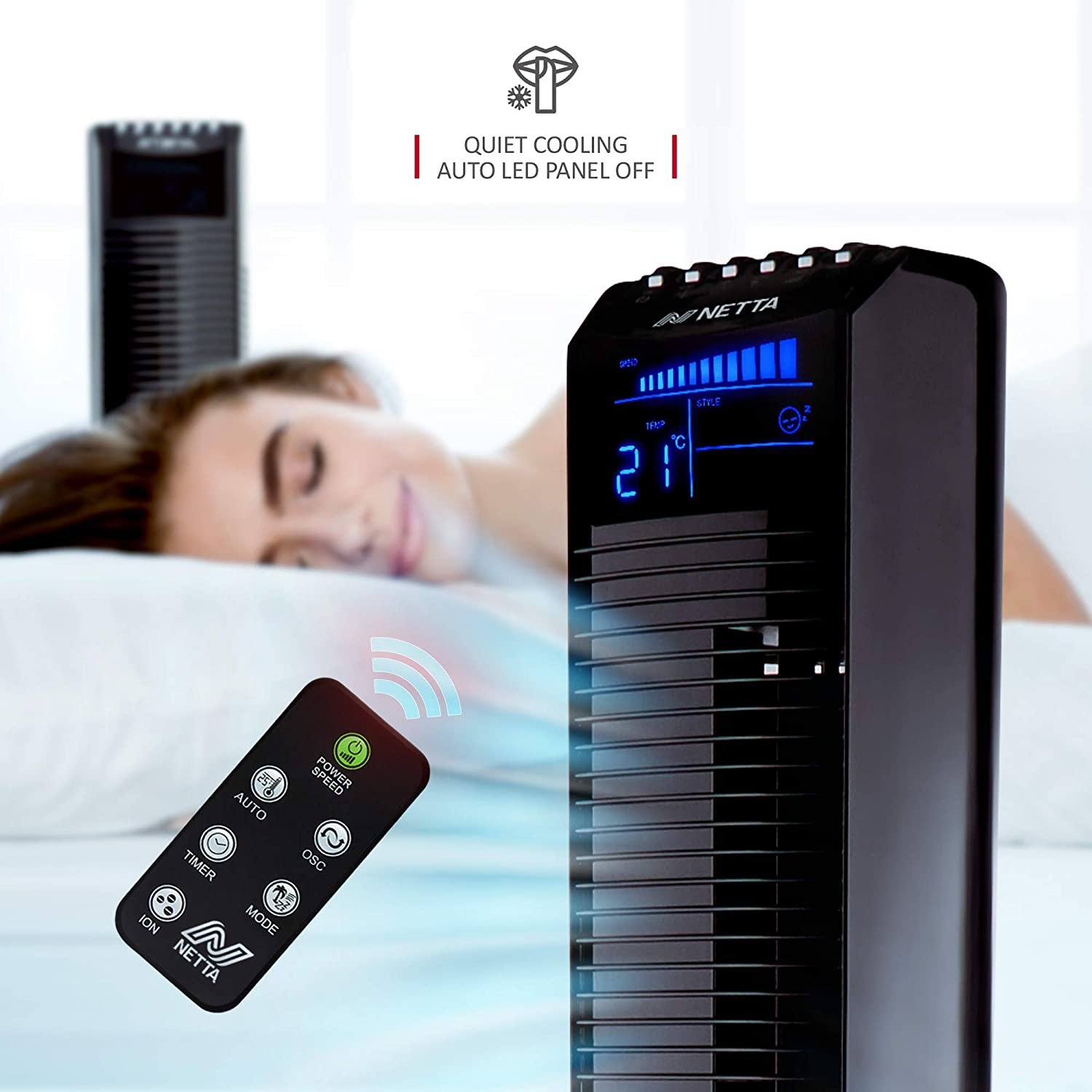 NETTA 44 Inch Tower Fan Oscillating with Remote Control