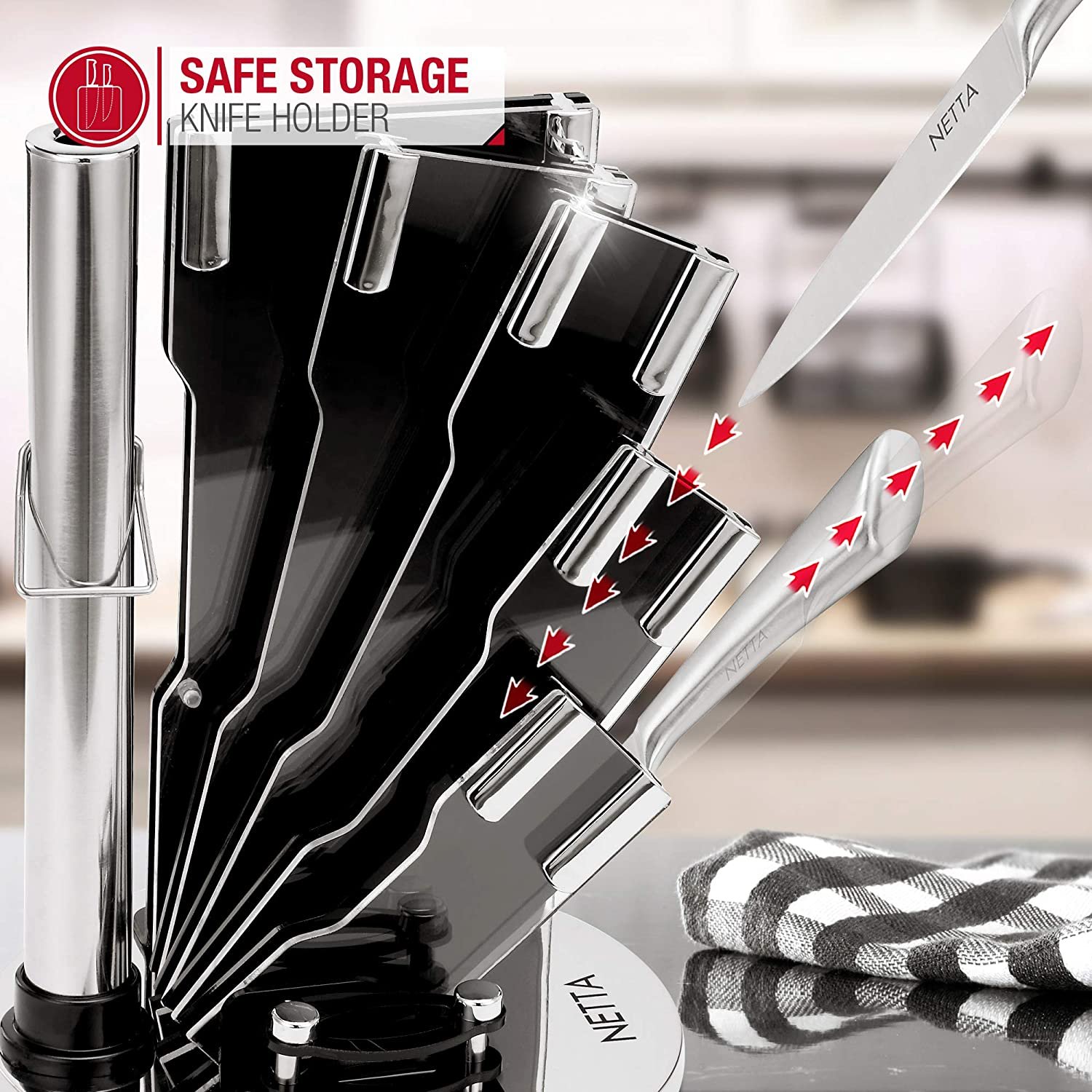 8 Piece Professional Kitchen Knife Set with Block
