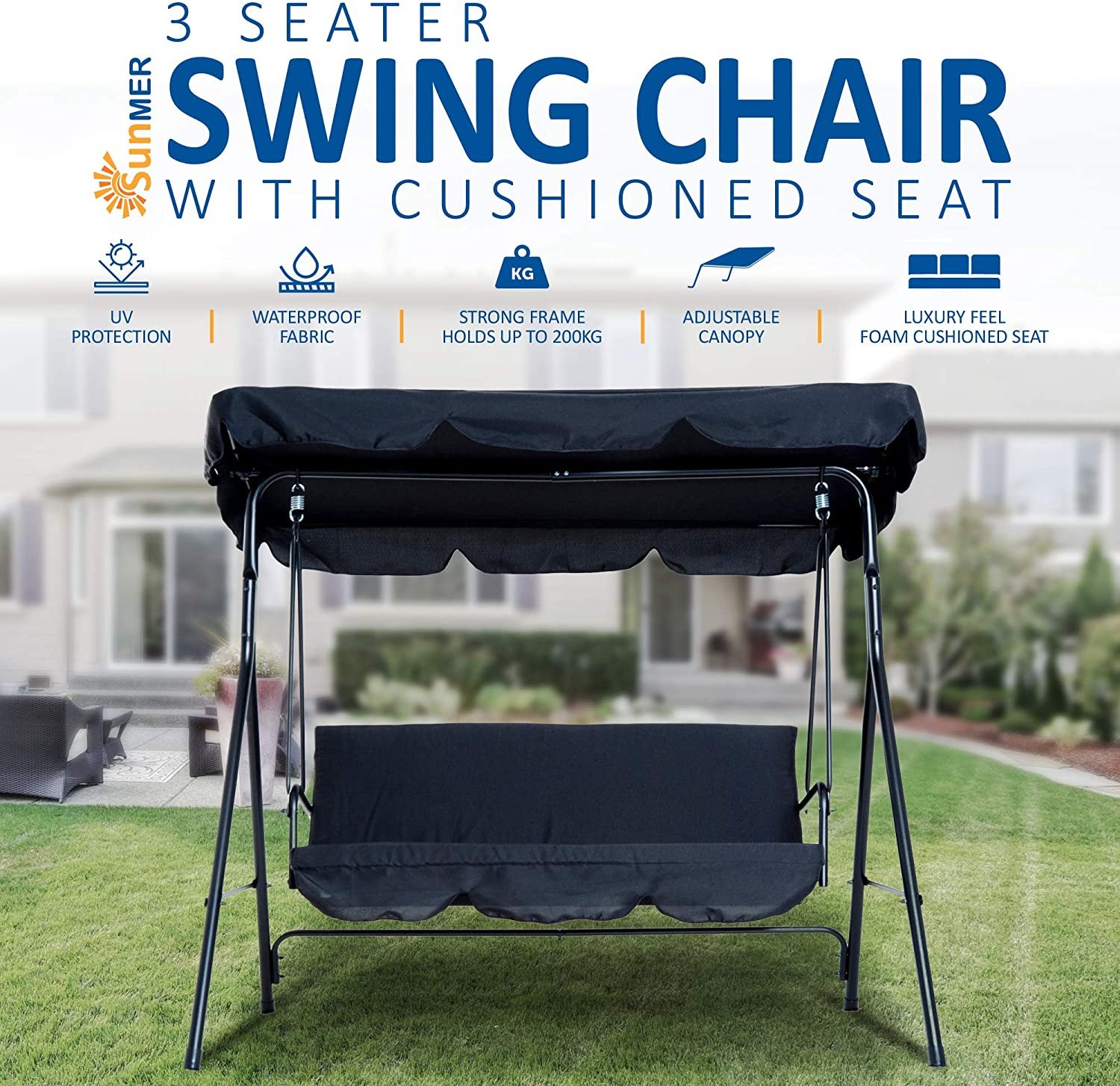SUNMER Swing 3 Seater With Detachable Canopy