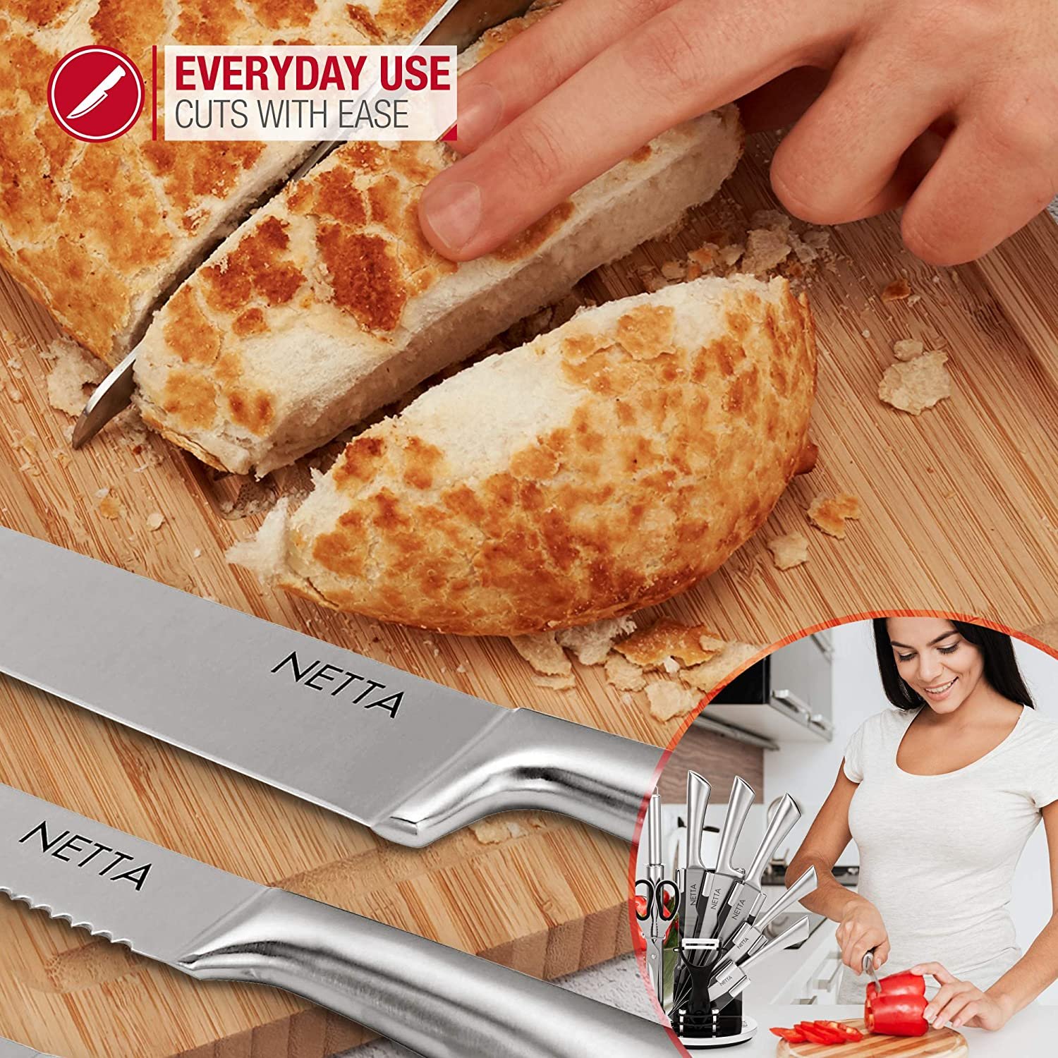 8 Piece Professional Kitchen Knife Set with Block