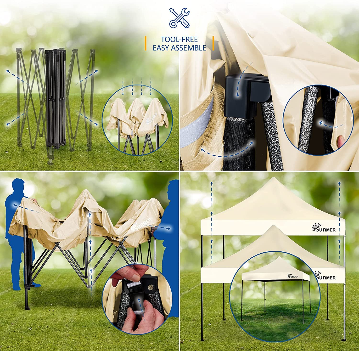 SUNMER Heavy Duty Waterproof Gazebo 3x3M Pop-Up