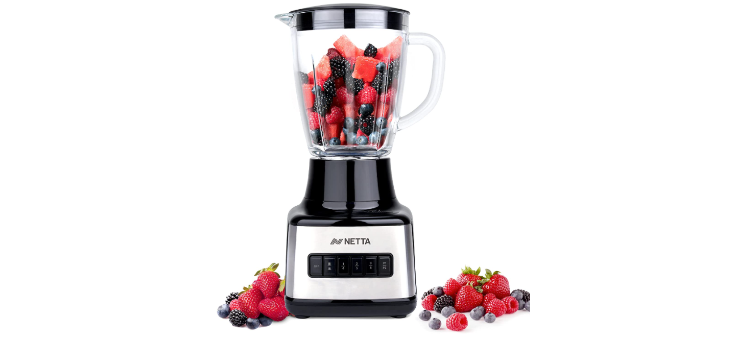Netta Table Blender Smoothie Maker With Glass Jug 8 Speed Settings