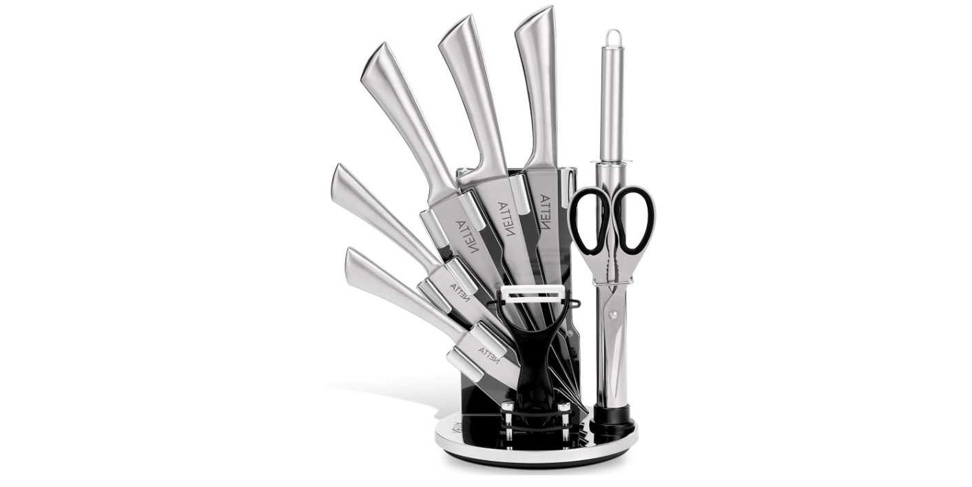 8 Piece Professional Kitchen Knife Set with Block