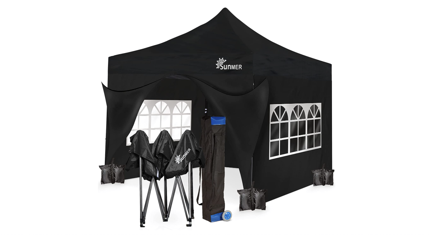 SUNMER Waterproof Heavy Duty Gazebo with 4 Sides Door and Windows