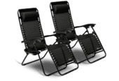 SUNMER Set of 2 Sun Lounger Garden Chairs With Cup And Phone Holder