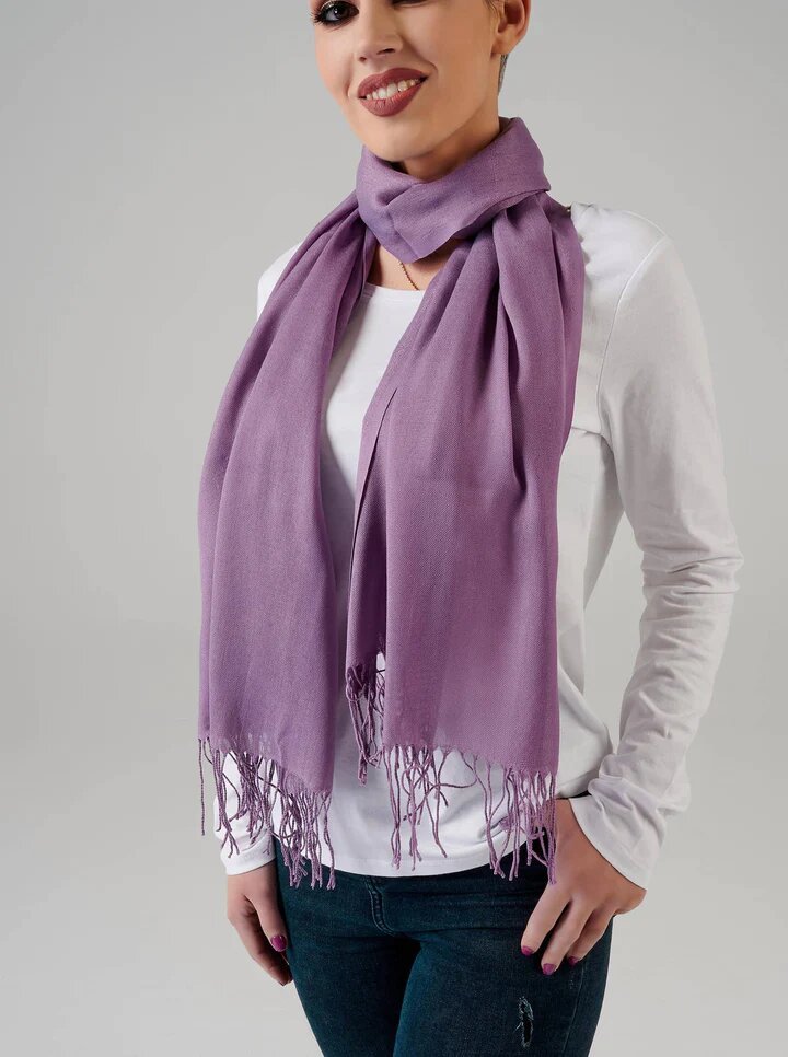 Modora Purple Tassel Finish Scarf UK