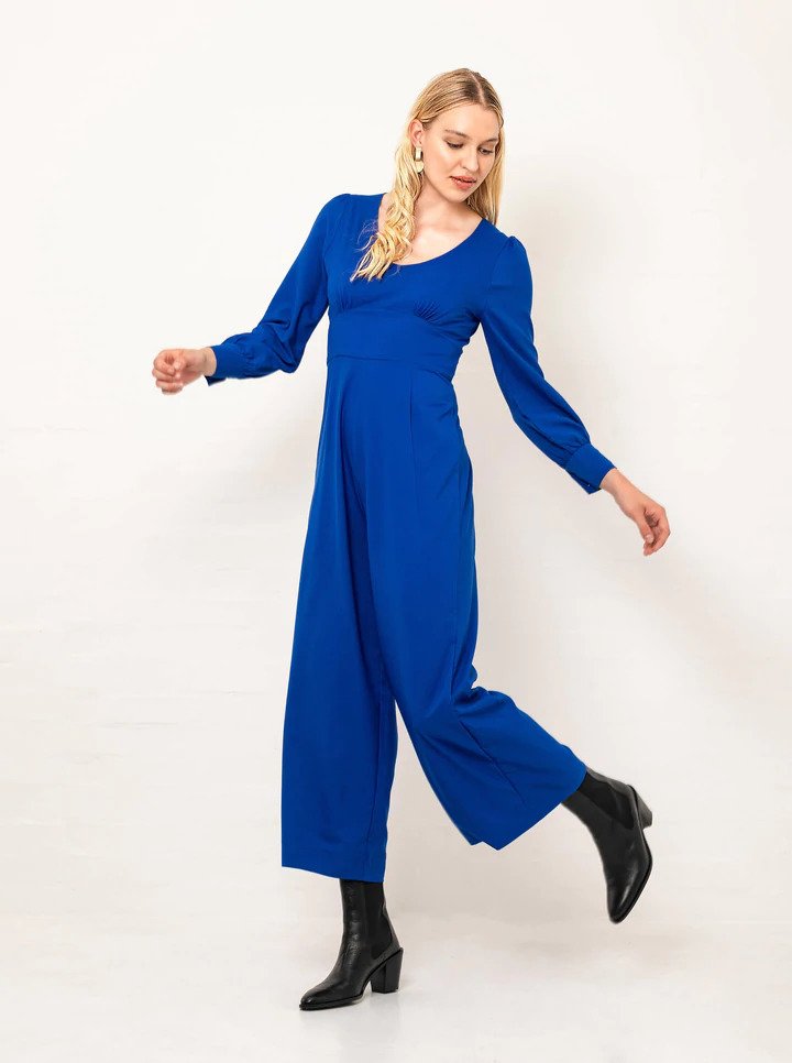 French Blue Wide Leg Jumpsuit