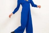 French Blue Wide Leg Jumpsuit