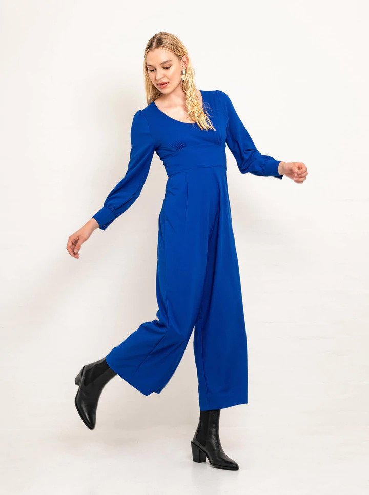 French Blue Wide Leg Jumpsuit