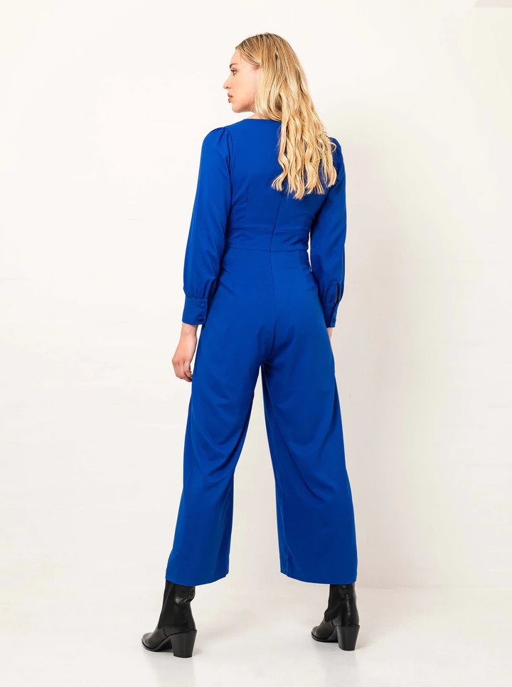 French Blue Wide Leg Jumpsuit