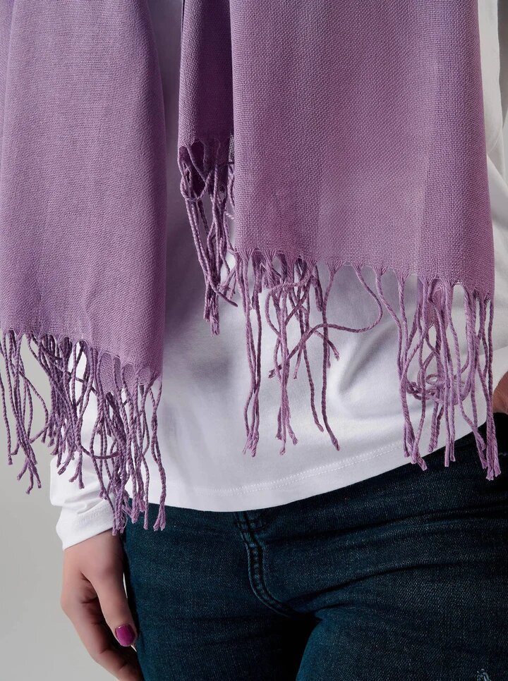 Modora Purple Tassel Finish Scarf UK