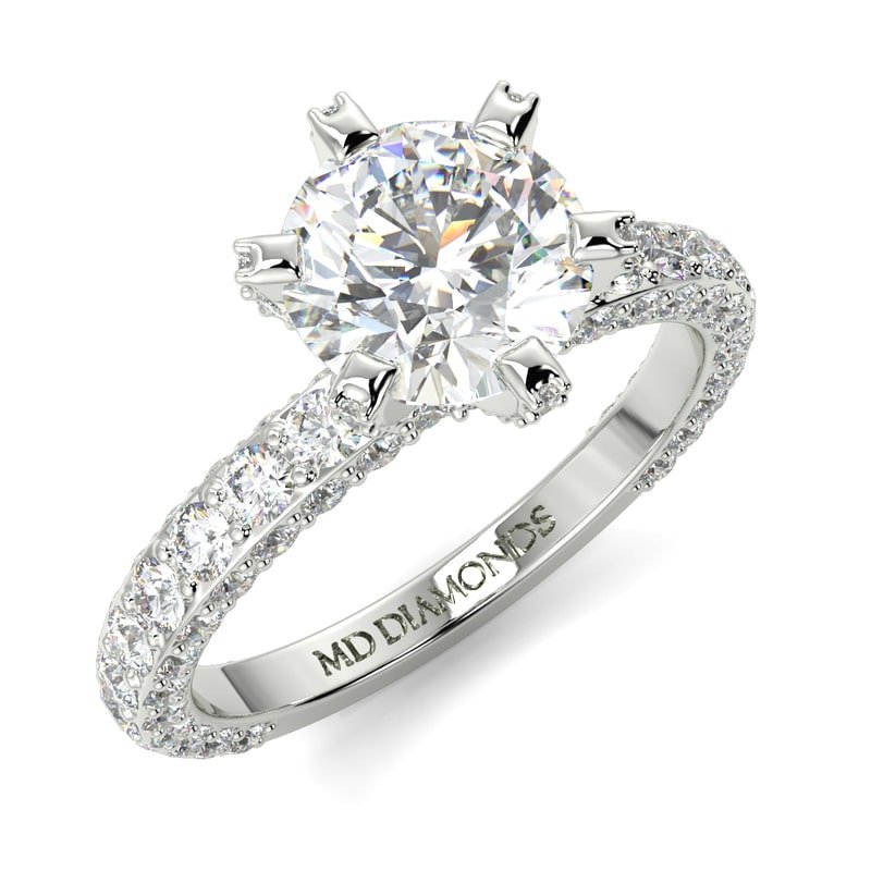 Shop Now – Round 6 Claw Crown Pave Set Engagement Ring