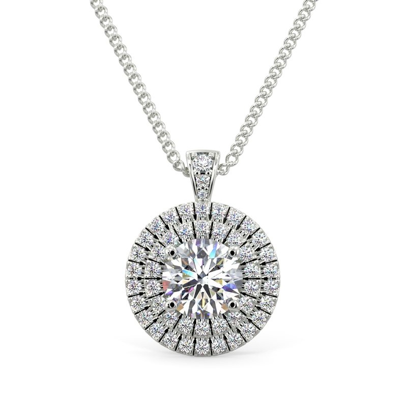 Buy Now Round Microset Double Halo Pendant