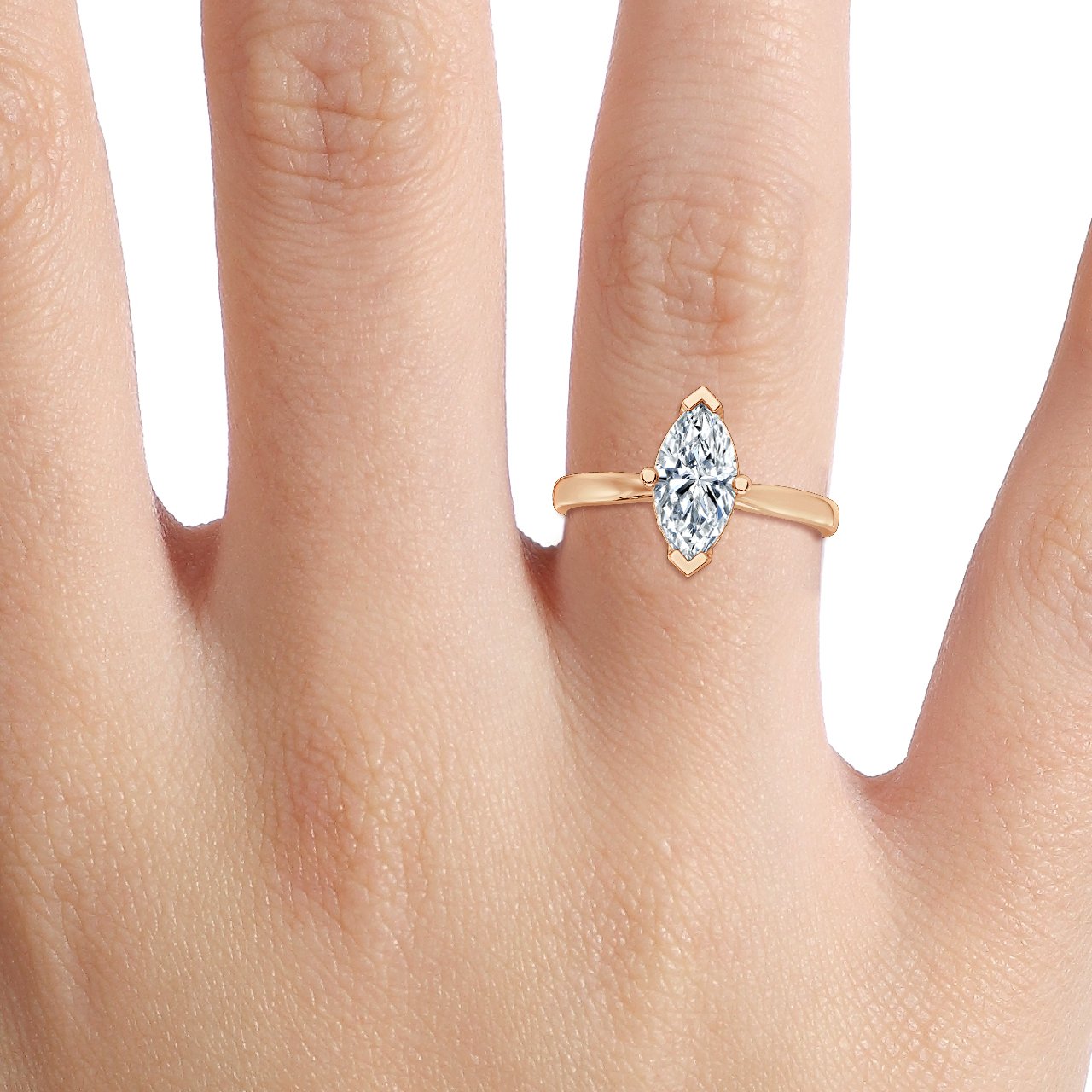 Taper Band Marquise Diamond Solitaire Ring for Sale