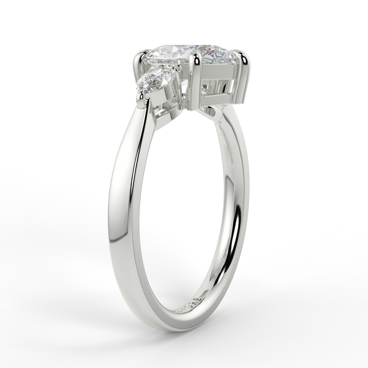 Pear Three Stone White Gold Ring for Sale