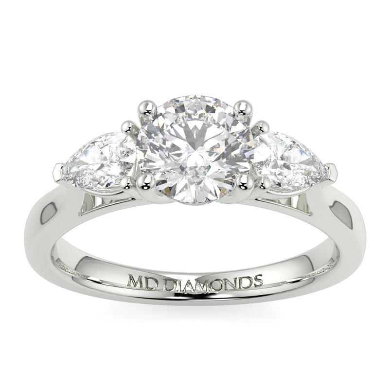 Buy Now – Round with Pear Trilogy Diamond Engagement Ring