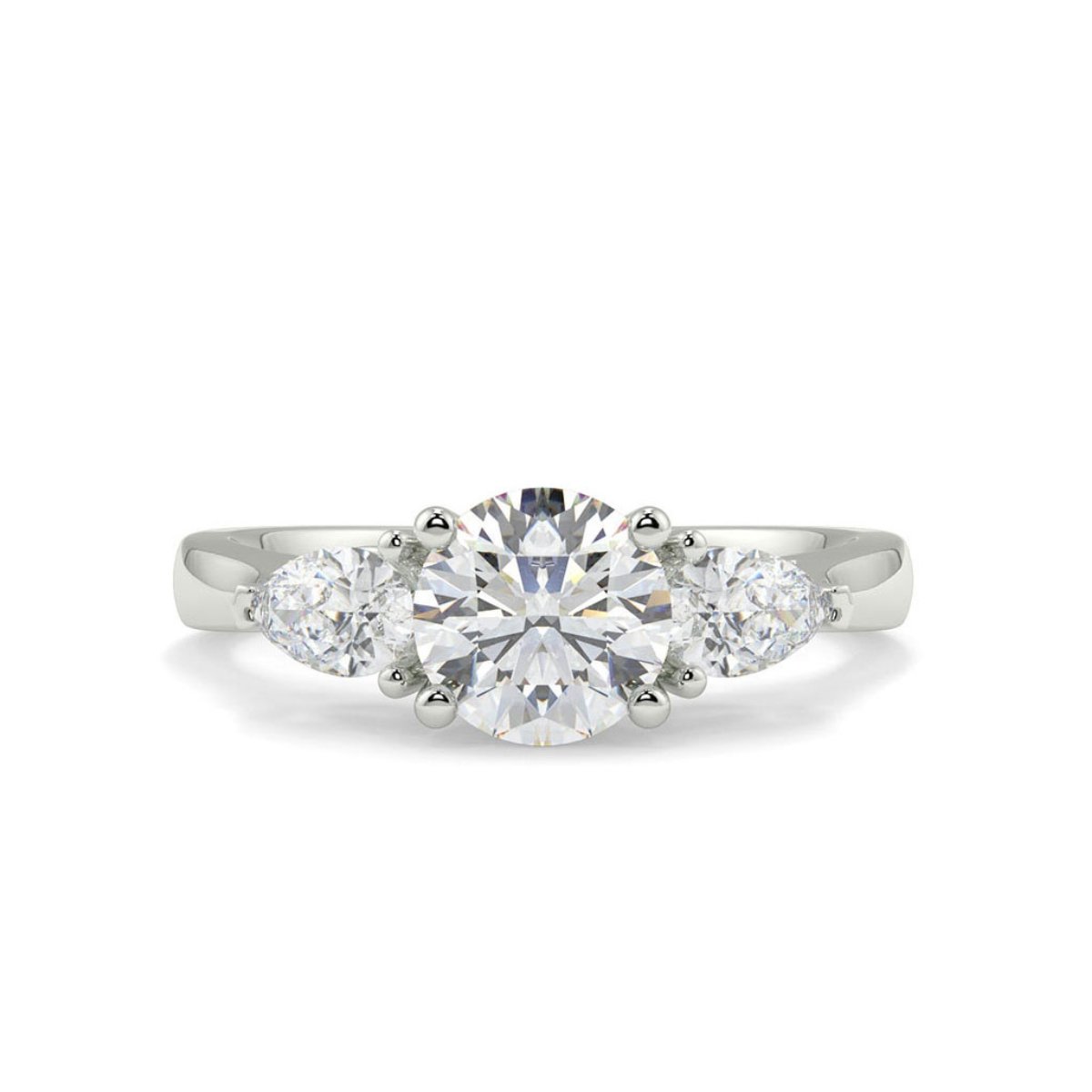 Buy Now – Round with Pear Trilogy Diamond Engagement Ring
