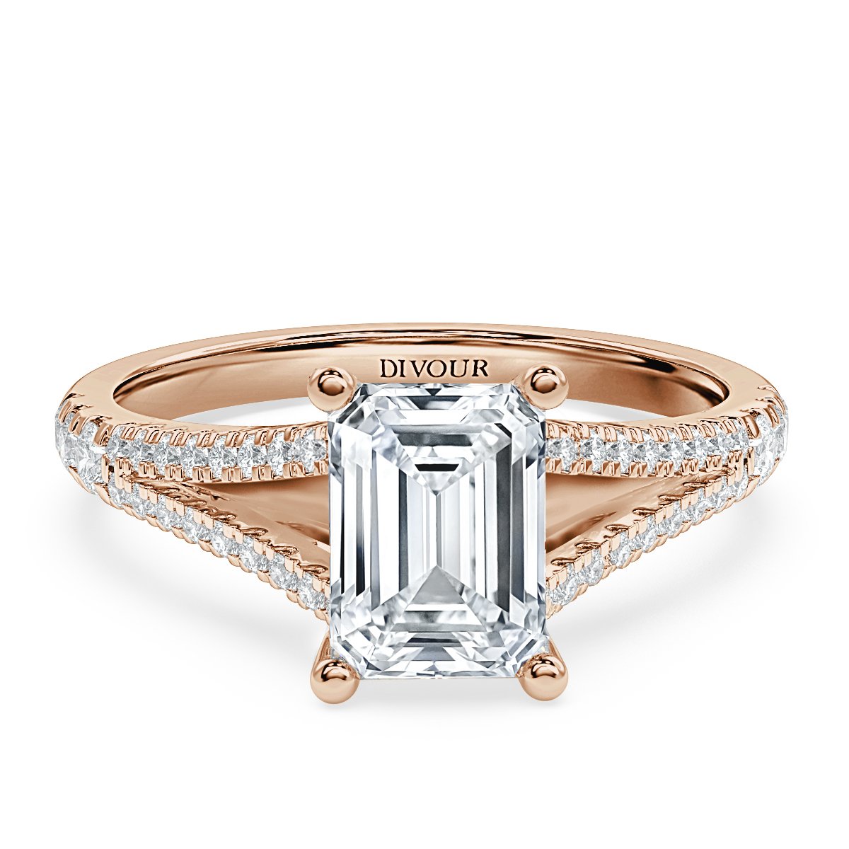 Buy Now Split Shank Emerald Diamond Engagement Band