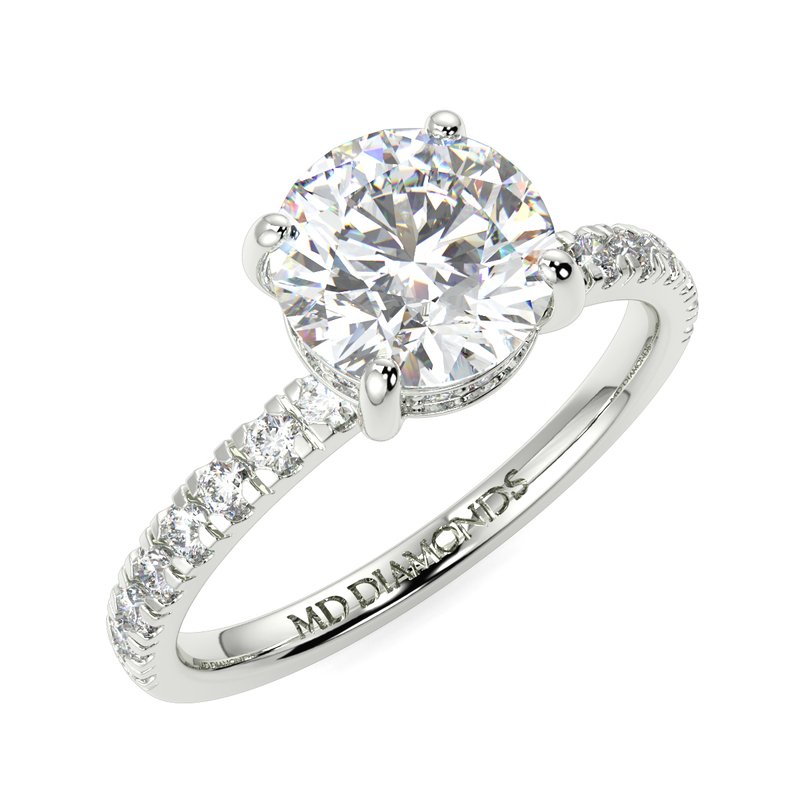 Round Hidden Halo Diamond Ring for Sale
