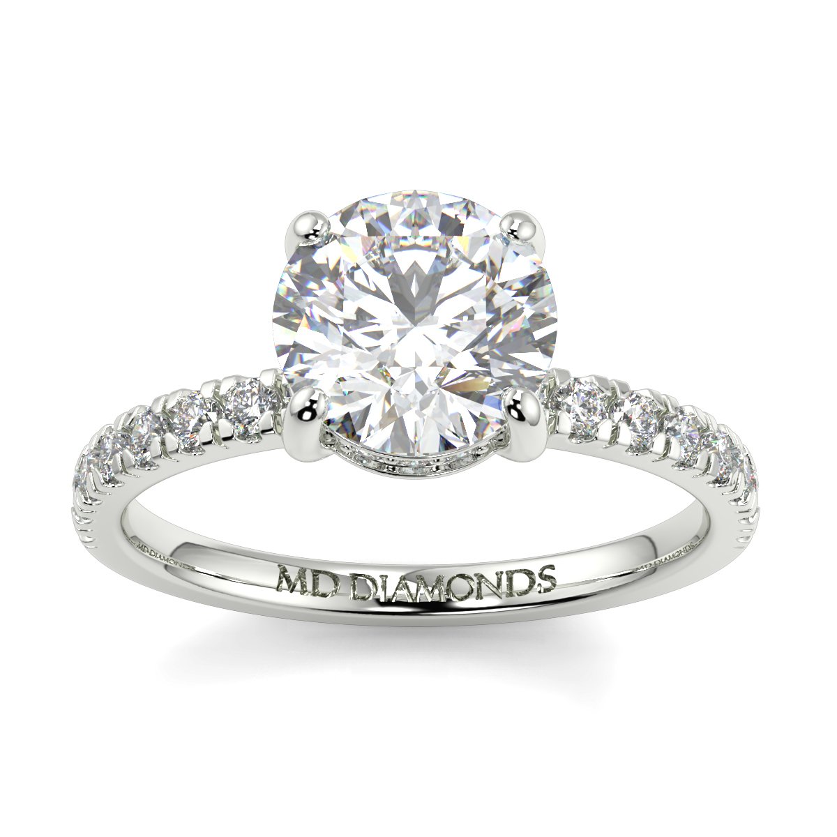 Round Hidden Halo Diamond Ring for Sale