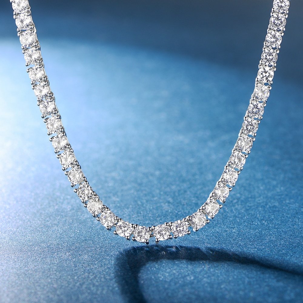 Diamond Line Necklace Round Diamonds for Sale