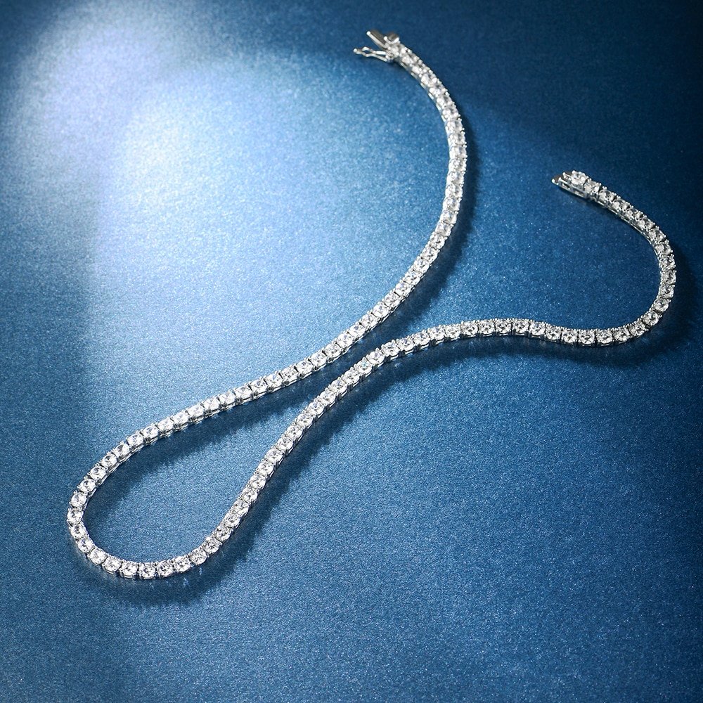 Diamond Line Necklace Round Diamonds for Sale