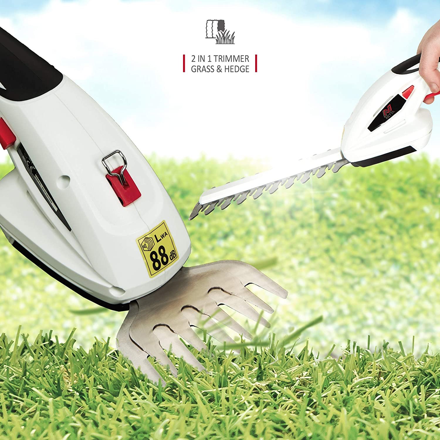 NETTA Cordless 7.2V 2 in 1 Grass and Hedge Trimmer