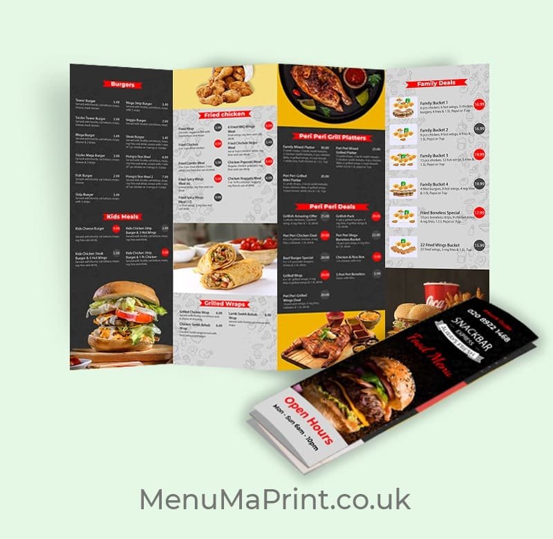 A3 Folded Menu | Leaflet Printing – A3 Takeaway Menu | MenuMa Print