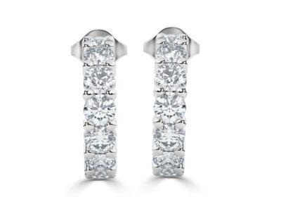Round Hoop Diamond Earrings for Women