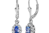 Tanzanite and Natural Zircon Earrings in Platinum Overlay Sterling Silver