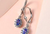 Tanzanite and Natural Zircon Earrings in Platinum Overlay Sterling Silver