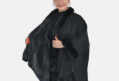 TAMSY Double Knit Faux Fur Kimono