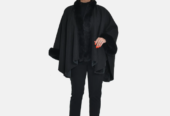 TAMSY Double Knit Faux Fur Kimono