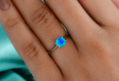 Peacock Triplet Quartz Solitaire Ring in Platinum Overlay Sterling Silver 1 Ct.