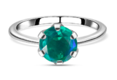 Peacock Triplet Quartz Solitaire Ring in Platinum Overlay Sterling Silver 1 Ct.